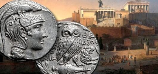 Perfil de moneda antigua: Tetradracma de nuevo estilo Grecia-Atenas