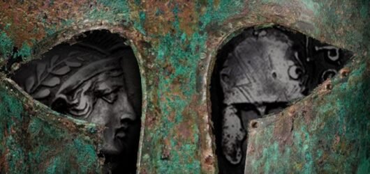 Casco de moneda griega antigua