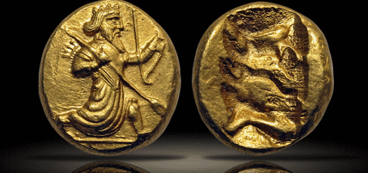 Monedas antiguas-riqueza del imperio persa de oro