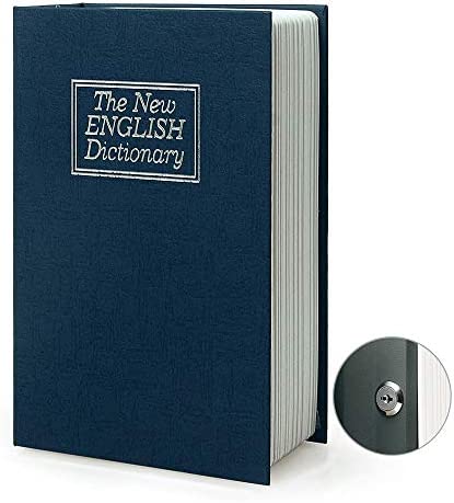 Caja de almacenamiento segura para libros di diversión, caja fuerte di diccionario con cerradura combinación seguridad, libro de seviación, caja fuerte oculta (key, blue)